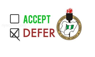 May I Defer nysc to future date?
